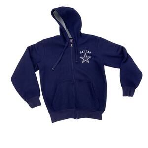 Dallas Cowboys Men's Varsity Jacket Blue Lined Full Zip Hoodie Size S